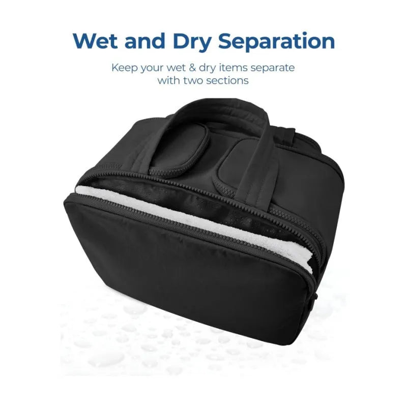 Large lightweight travel toiletry bag in a choice of colours with wide-open top.