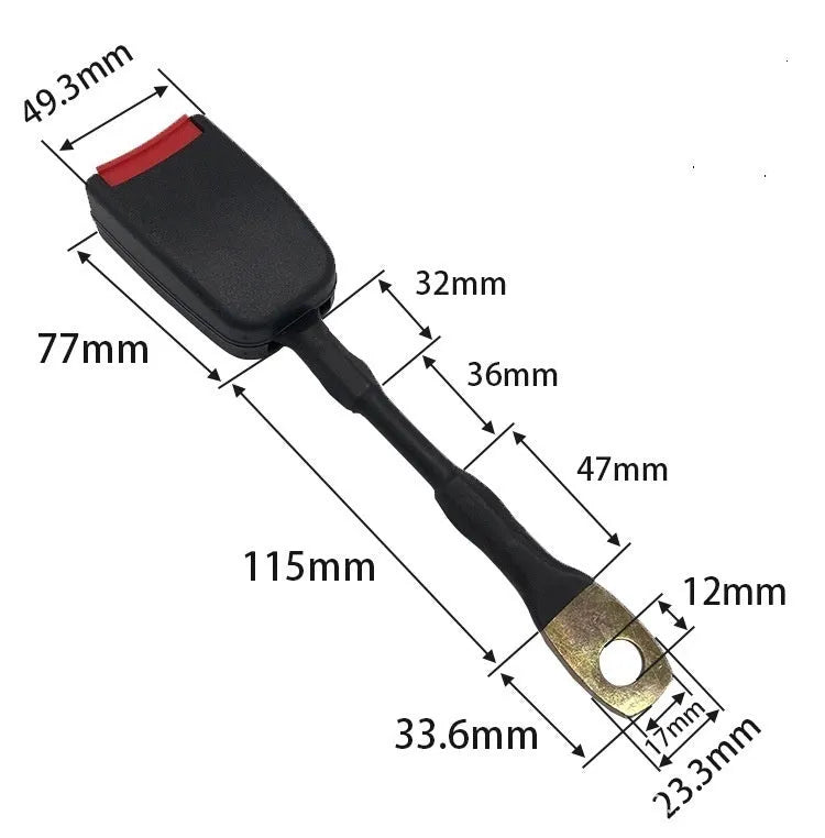 Car seat belt socket safety buckle with 20cm steel wire base for 21cm insert width vehicles
