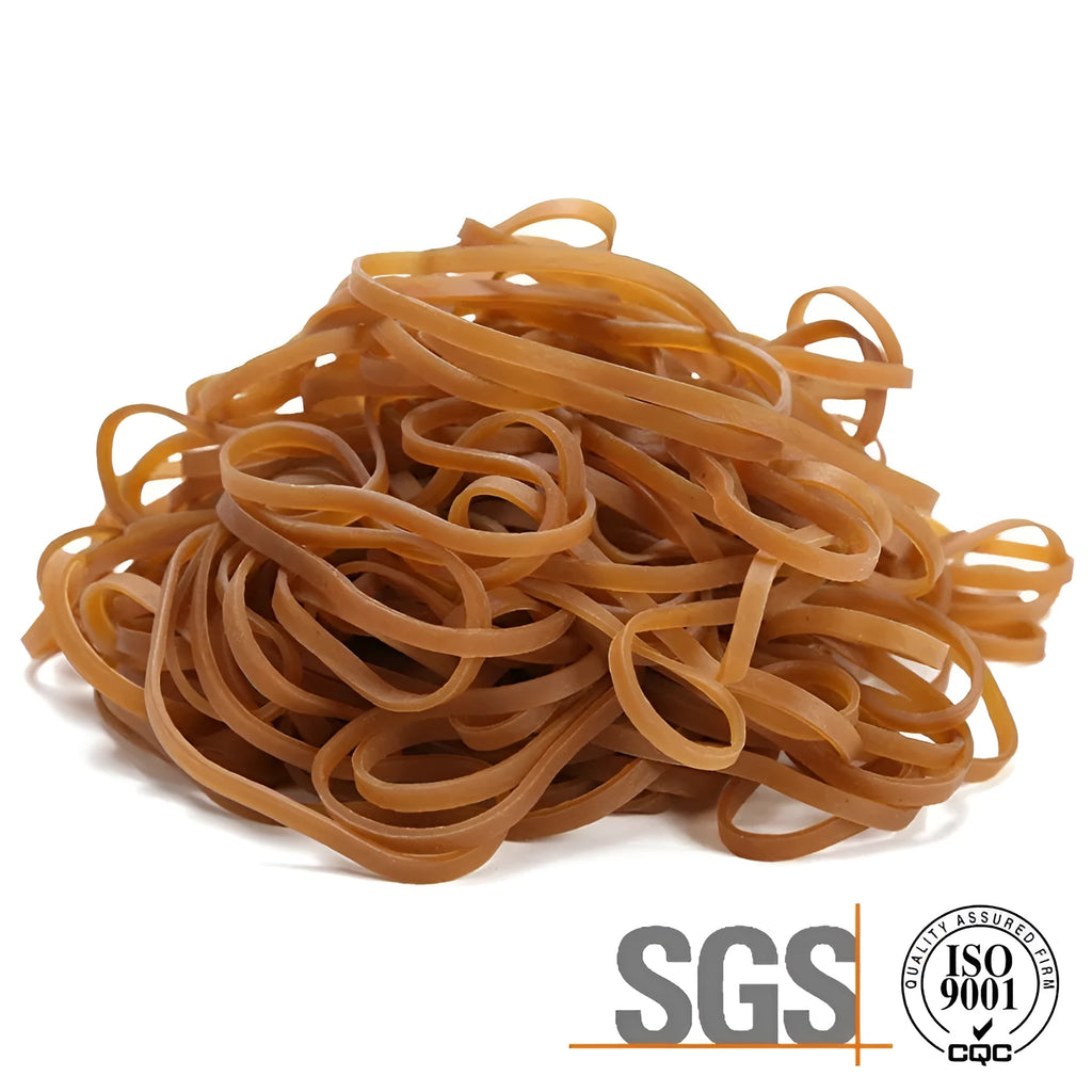 Natural rubber circular rings in neutral colour, round elastic bands for bundling and securing
