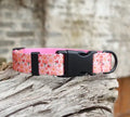 Floral pattern nylon ribbon pet collar in Hanada colour with adjustable sizing from XS to XL