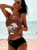 Women's loose tangini briefs bikini set in polyester showing colour options and loose fit design