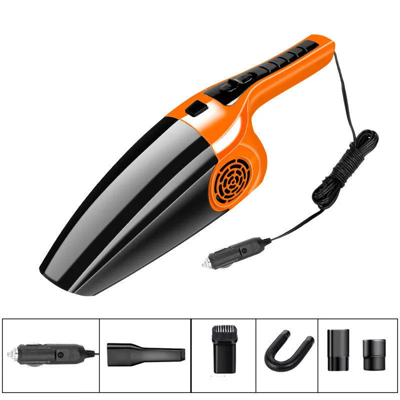 PoHigh Power Hypa black and orange 12V car vacuum cleaner with hose, measuring 36cm long.