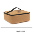 Thickened canvas camping storage bag in barrel design, large size, with blue trim and carry handles