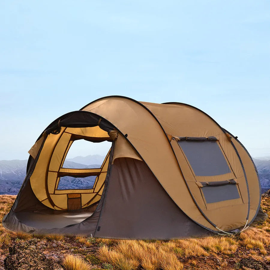 Automatic 3-4 person rainproof camping tent 200x280x120cm in khaki coffee or grass green
