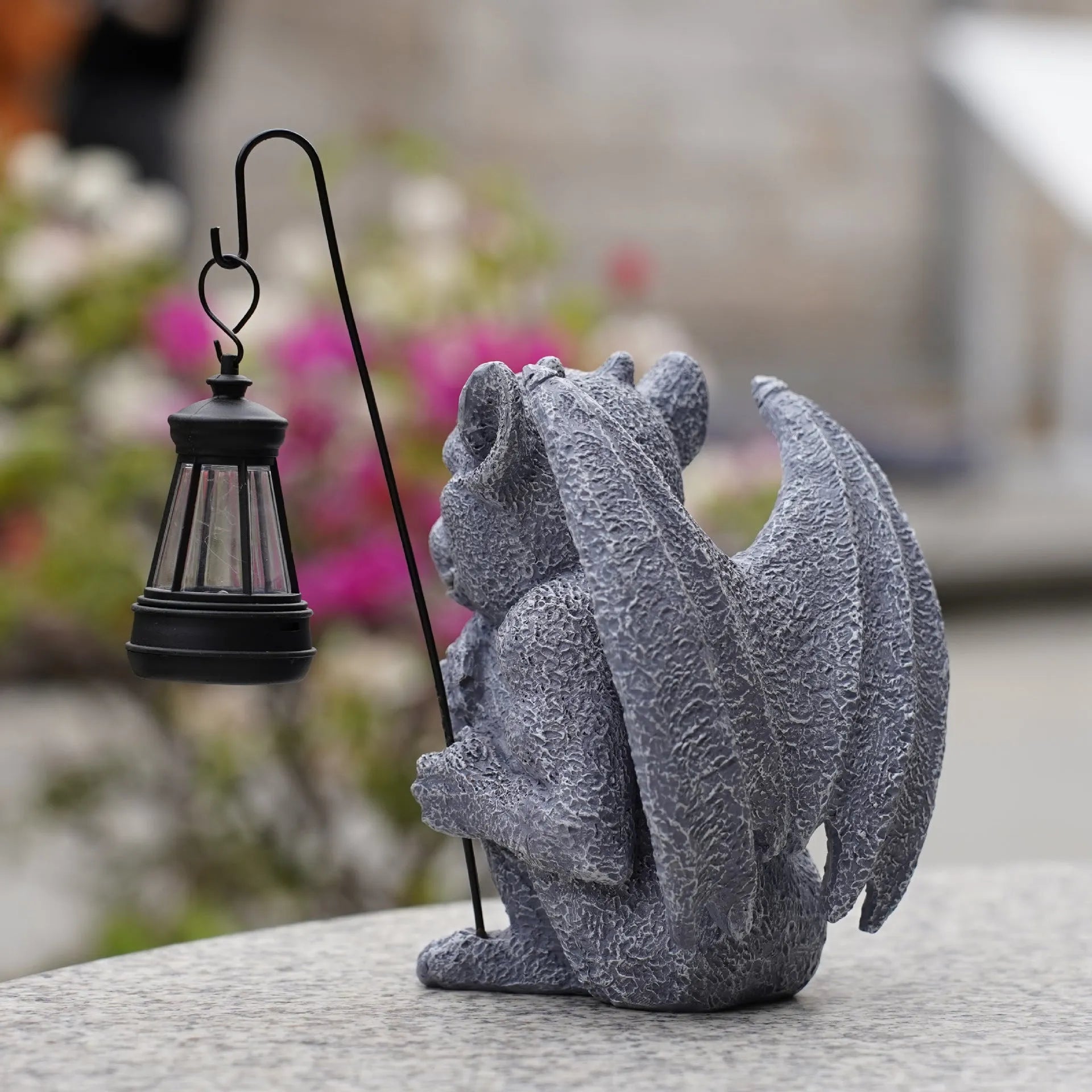 Creative stone statue ghost solar decoration resin garden lamp American style 17x13x21cm outdoor