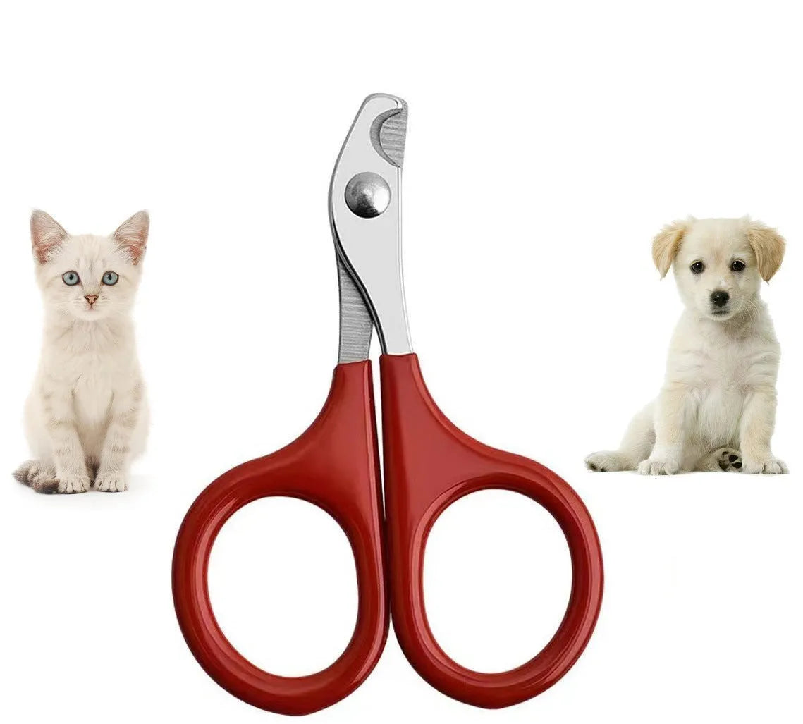 Professional pet nail clippers with stainless steel blade and coloured rubber-grip handle for dogs and cats