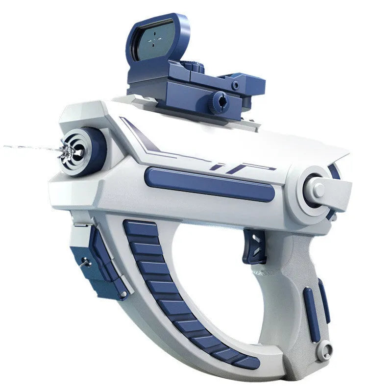 Blue automatic electric water gun toy with USB charging port
