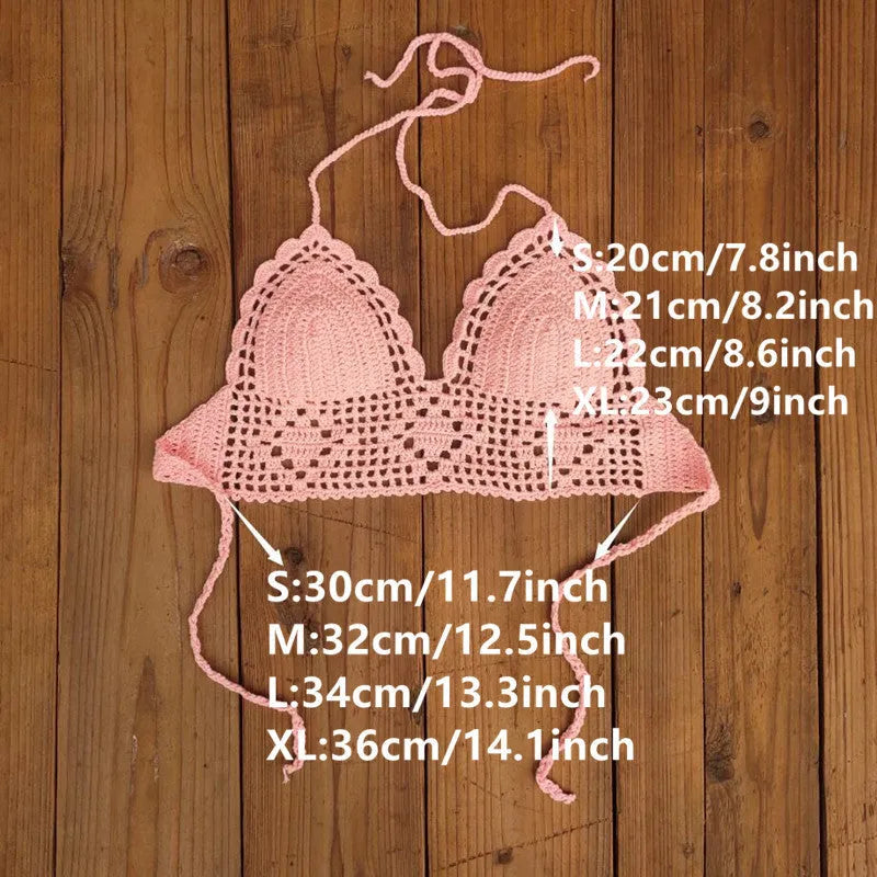 Women's acrylic bikini swimsuit top in twelve colour options with backless design