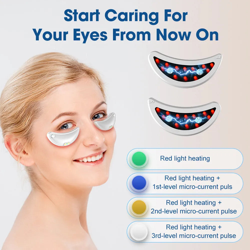 White wireless red light and EMS electric eye and facial massager device for home use.