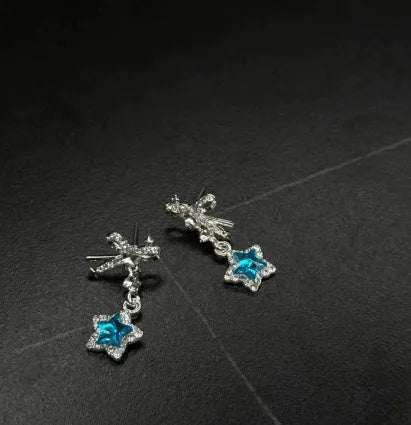 Galvanised geometric Chinese-style earrings with petal elements in zinc alloy