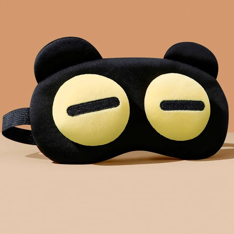 Funny bear eye mask for sleep with shading and ventilation, polyester fabric, four bear styles: round eye, half eye, X eyes, bear eye