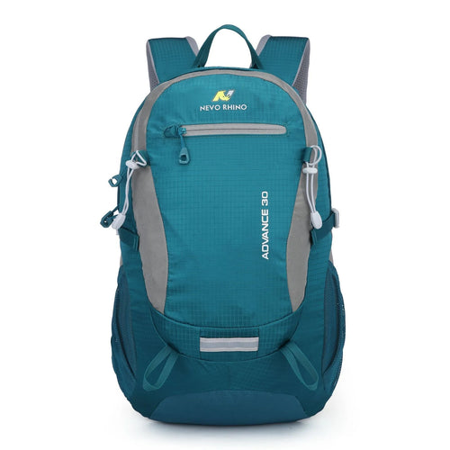 30L solid-colour waterproof nylon backpack with airpillow straps for outdoor sports.