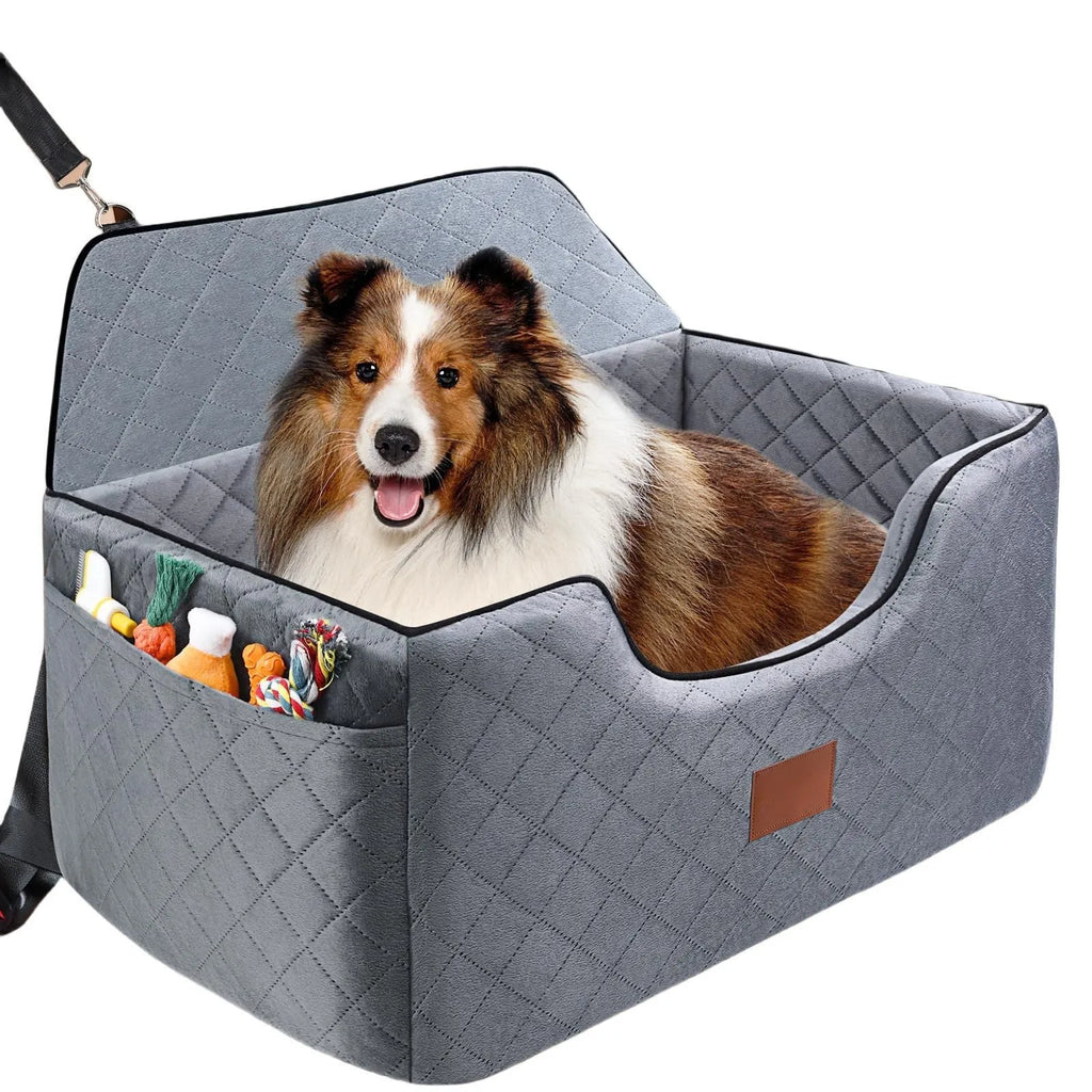 Breathable cloth pet car nest for dogs in rear row, size 70x50x30cm, gray colour