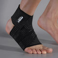 Black adjustable elastic sports bandage for ankle support during running and basketball.