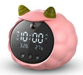 Smart alarm clock with voice control, human body sensor, and luminous dial in silicone white deer style.