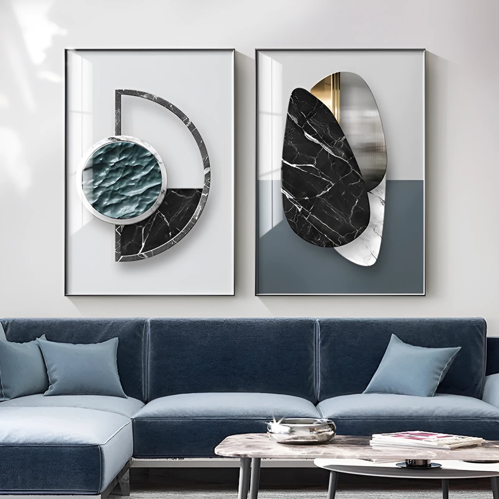 Abstract geometric pattern canvas painting wall art in multiple size options
