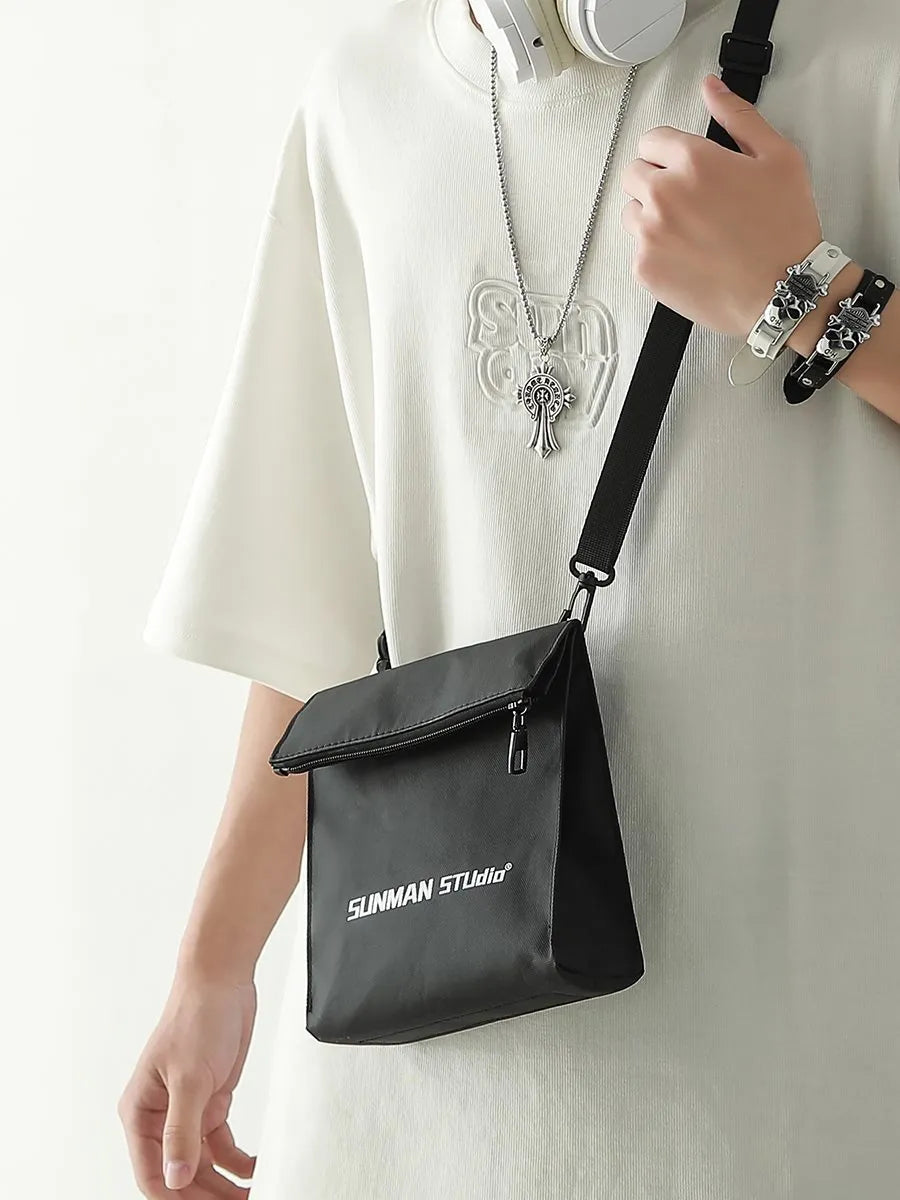 Street style messenger bag backpack in polyester Oxford fabric with sewing line detailing