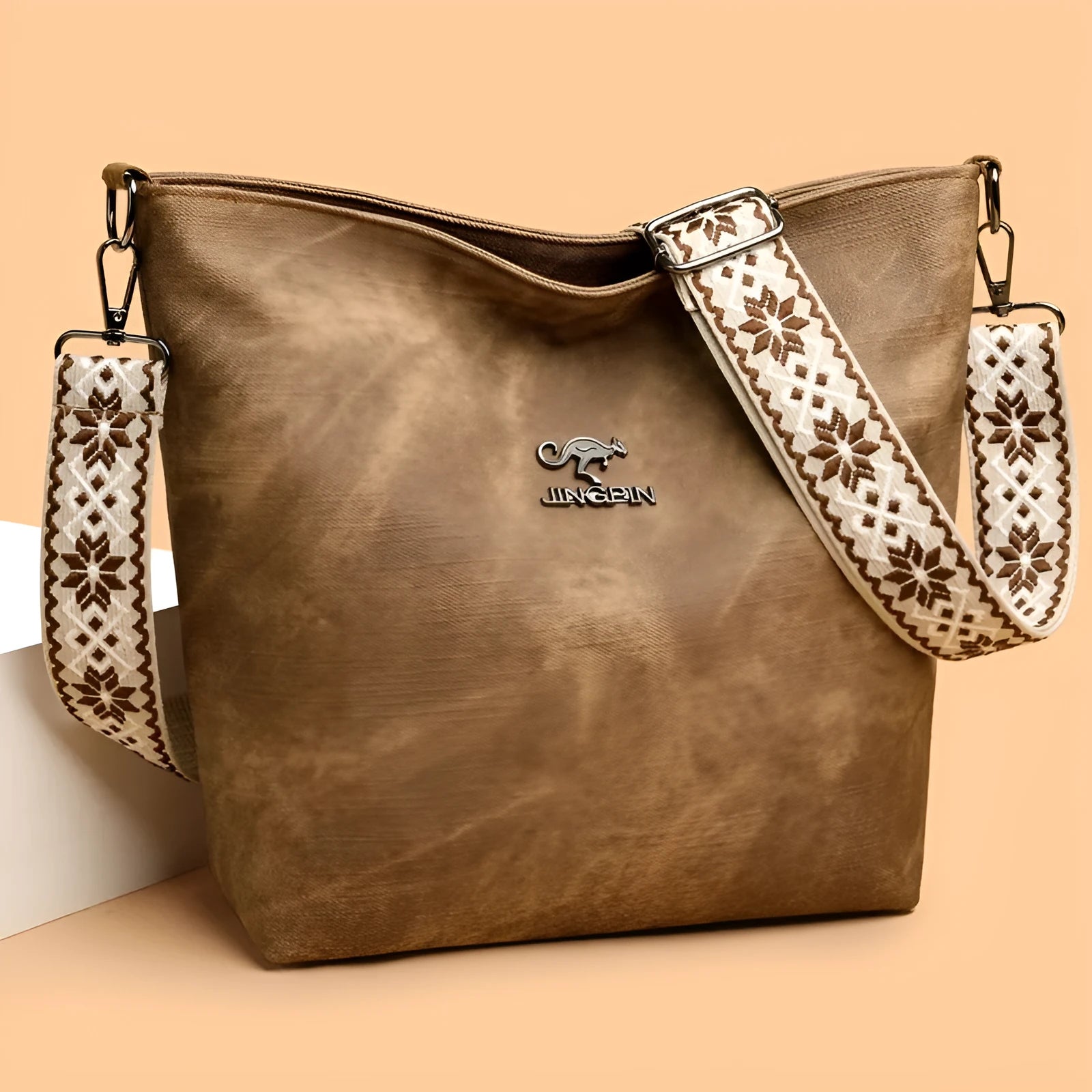 Soft PU crossbody bag in grey, pink, or yellow with large capacity