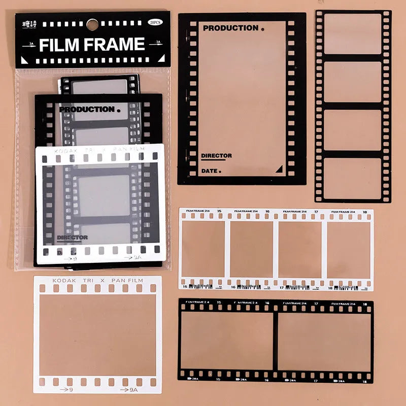 Pack of 15 retro frame decorative sticker sheets on transparent PET backing paper.