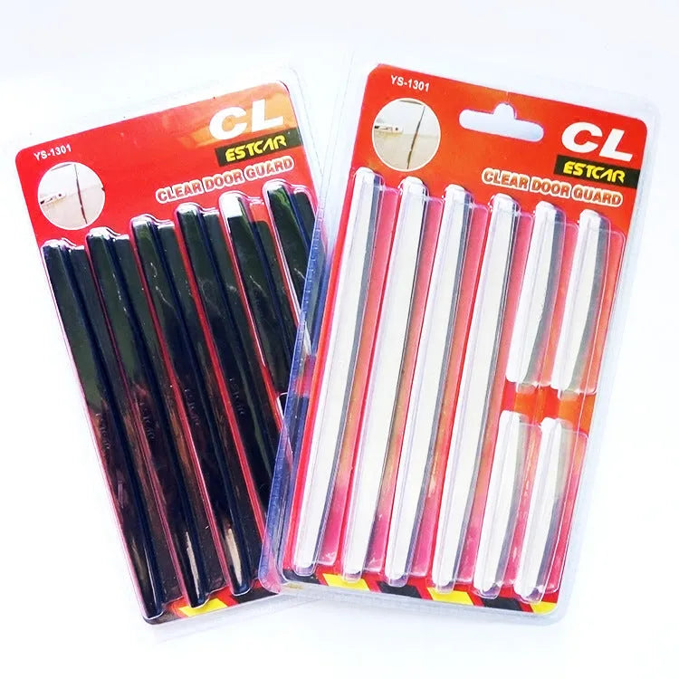 White self-adhesive PVC car door edge protector strip, 1000mm long, on a car door.