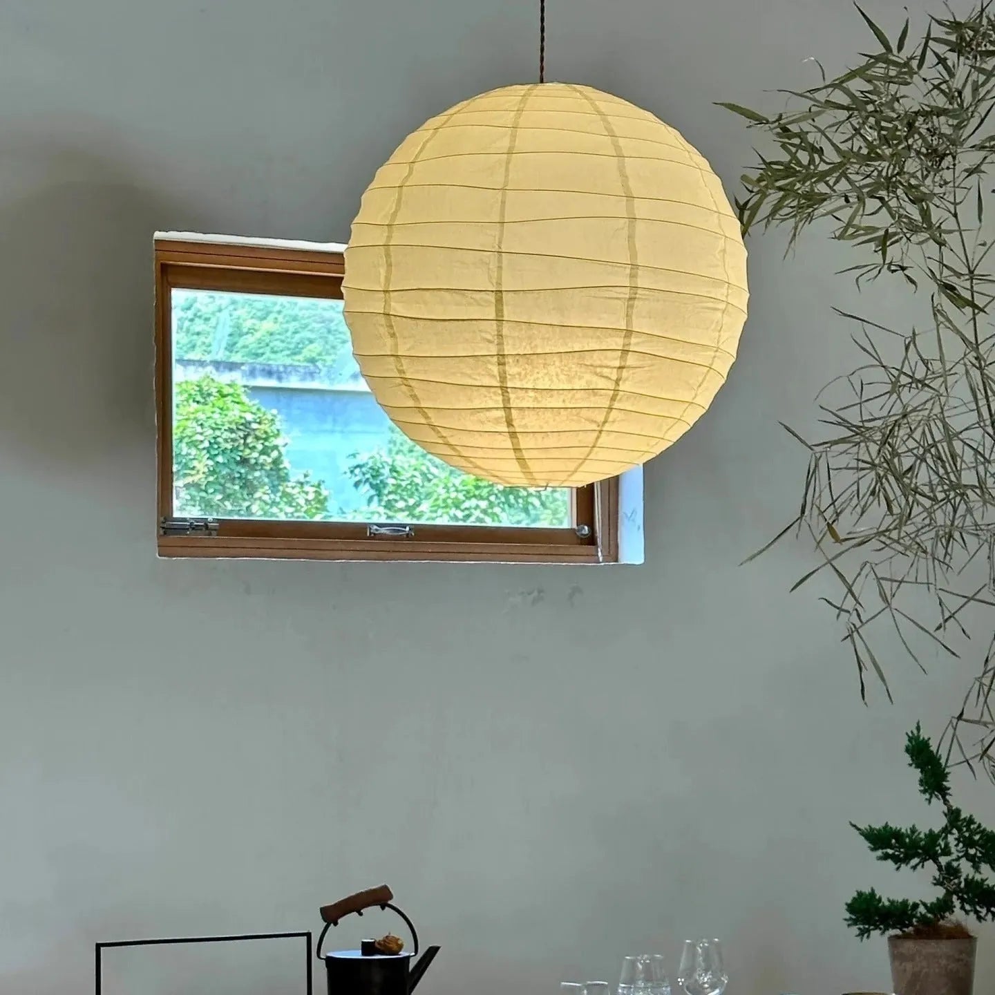 Japanese rice paper chandelier pendant light in traditional design with soft illumination