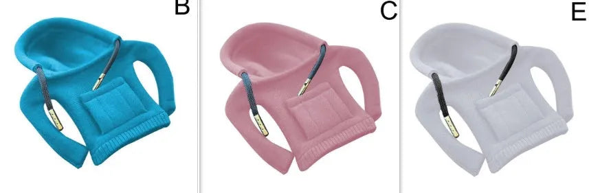 Cloth car gear shift knob cover in various colours showing 13cm by 8cm dimensions