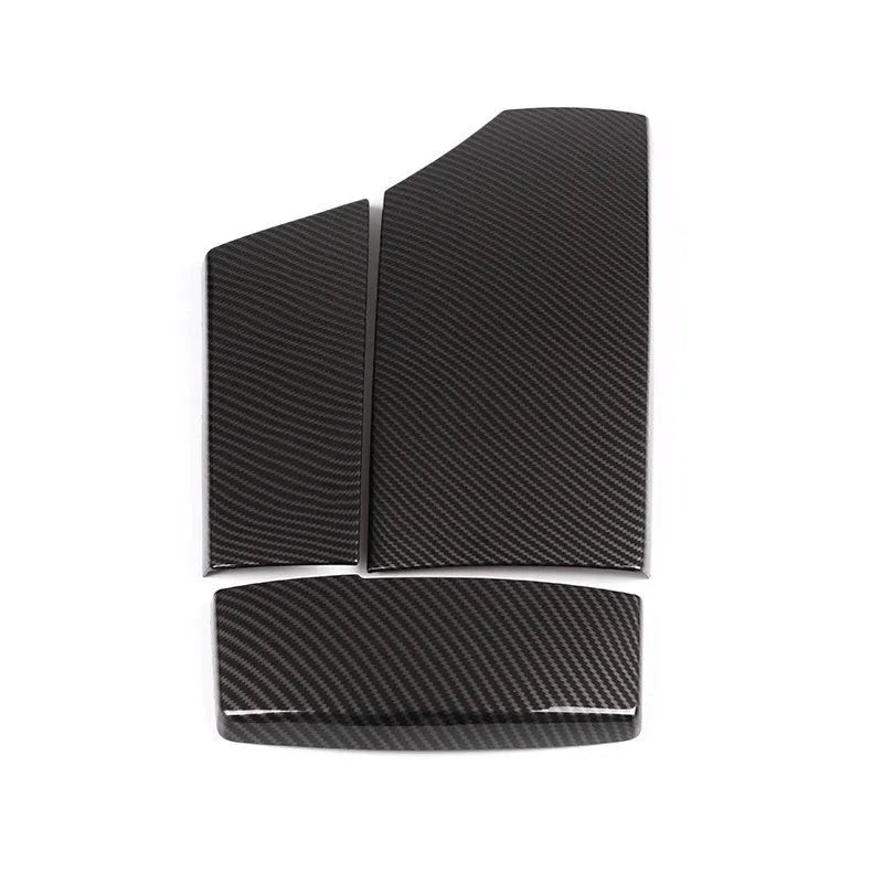Three ABS carbon fibre pattern armrest box protective covers for car centre console storage