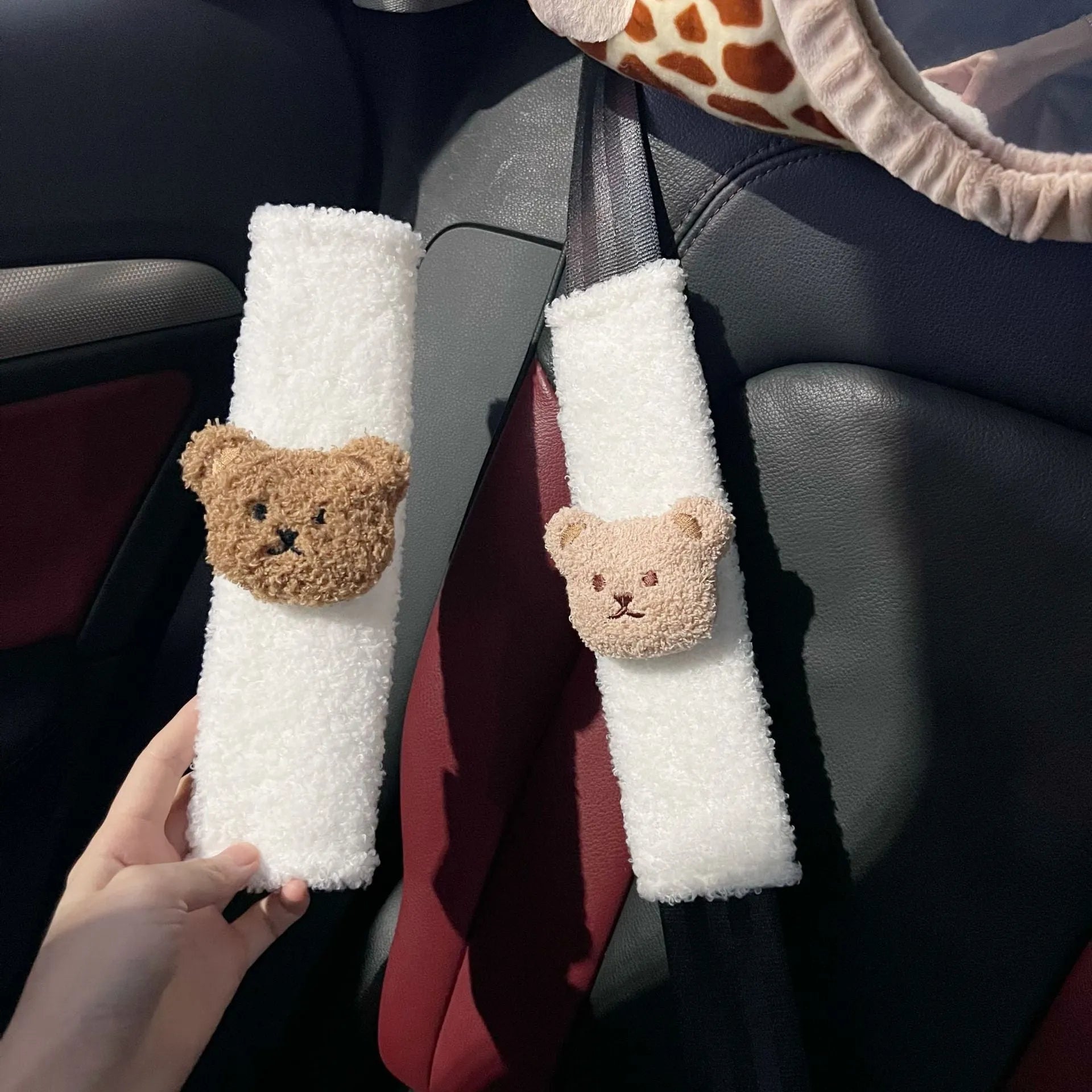 Cartoon bear design plush sleeve cover for child car seat belt shoulder strap