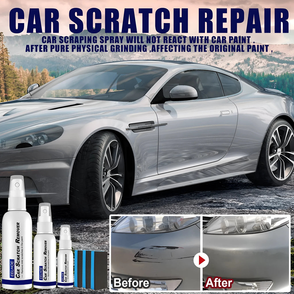 Car scratch repair spray in multiple capacity options for paint surface restoration