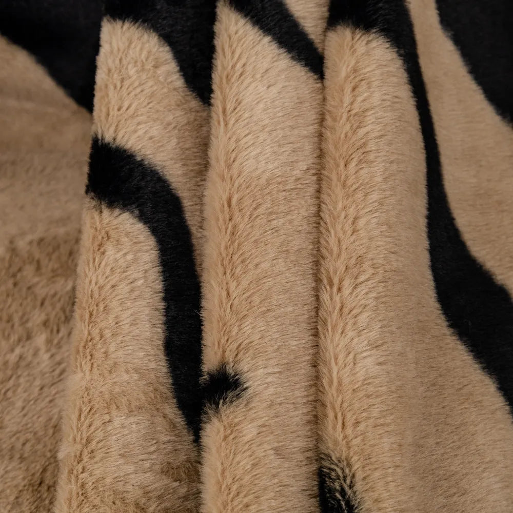 Zebra pattern flannel sofa slipcover with matching pillowcase in caramel colour option