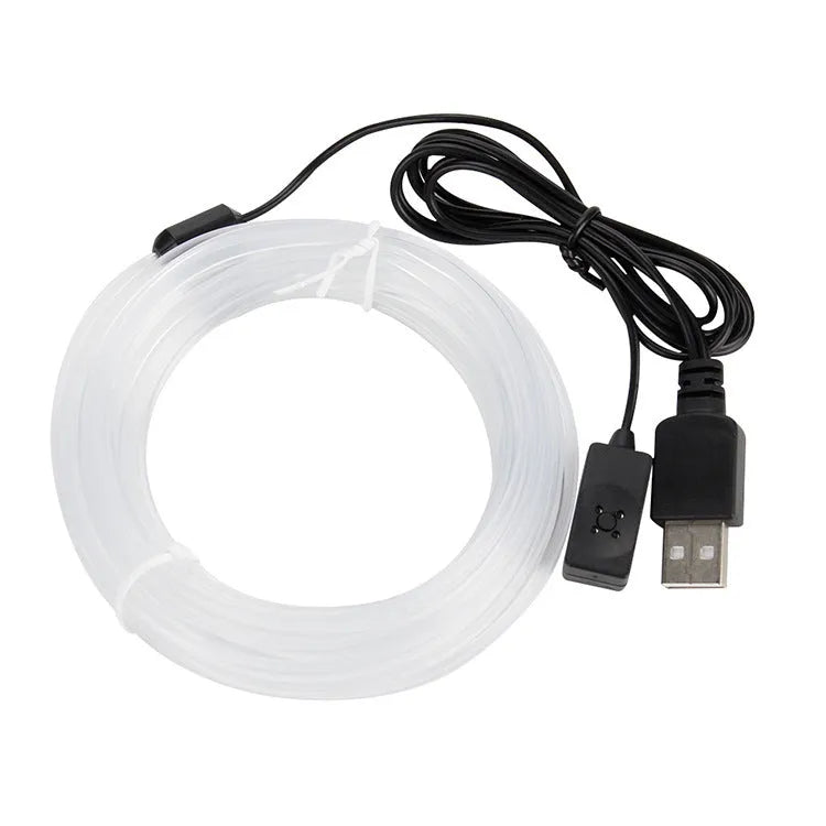 Colourful EL luminous car ambience light strips with USB connector in various length options