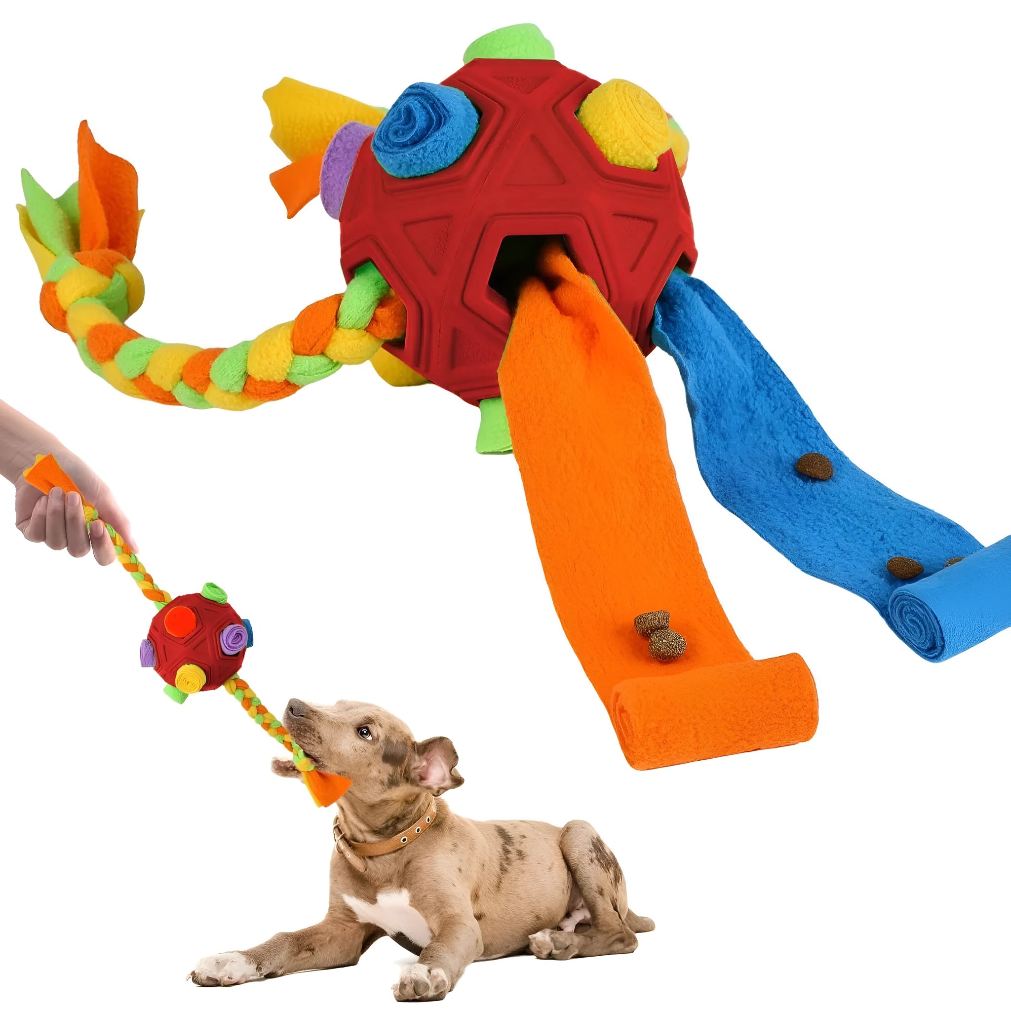 Blue TPR rubber sniffing ball dog puzzle toy for interactive training