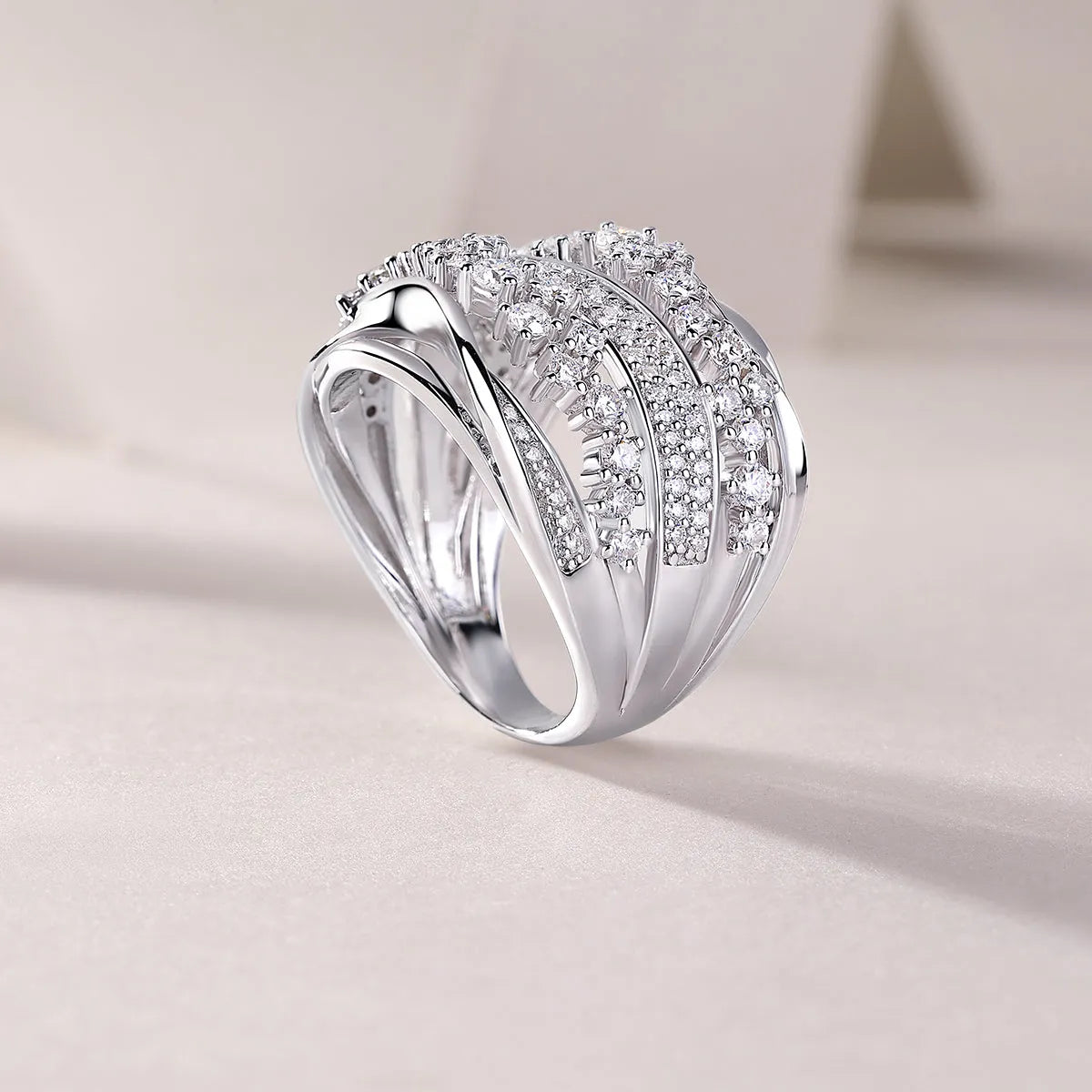 Blossoming All The Way moissanite wedding ring set in S925 silver with platinum plating, gift box packaging