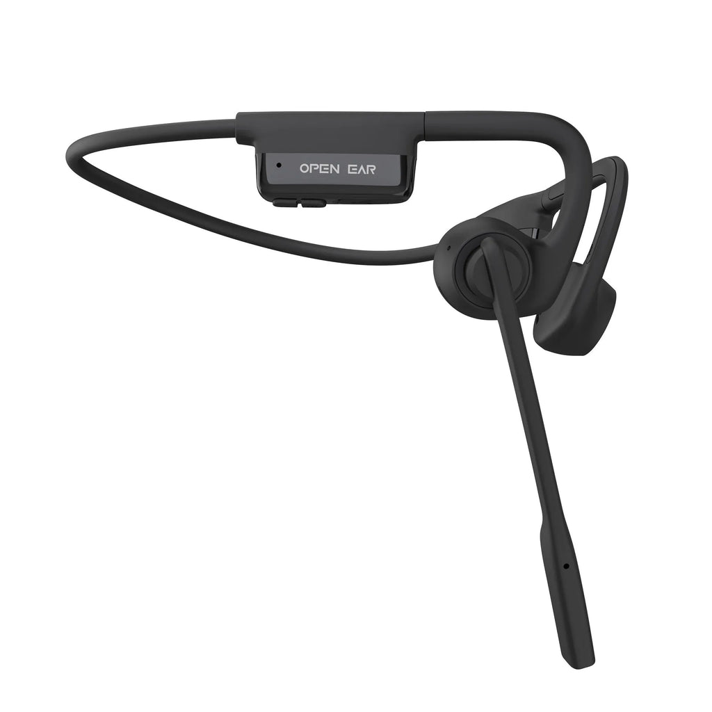 AS24 Black wireless open ear bone conduction headset with ear hook design and ENC noise reduction