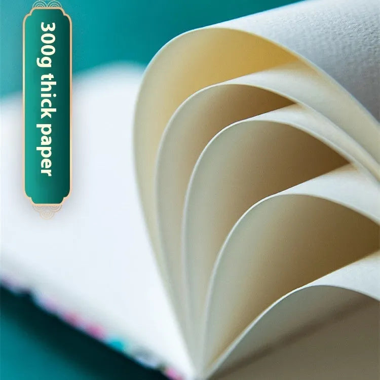 Feiluniao handmade fabric watercolour sketchbook with decorative cover, 185mm long.