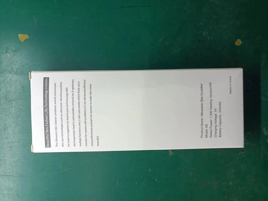 Ultrasonic peeling beauty instrument G77 white, 183.5 mm long, with stainless steel shovel head and USB charging cable