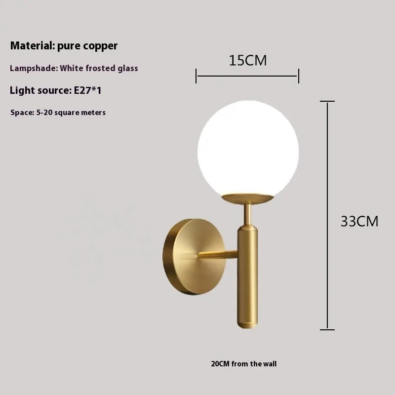 Modern copper wall lamp with two adjustable light heads in a Nordic design.
