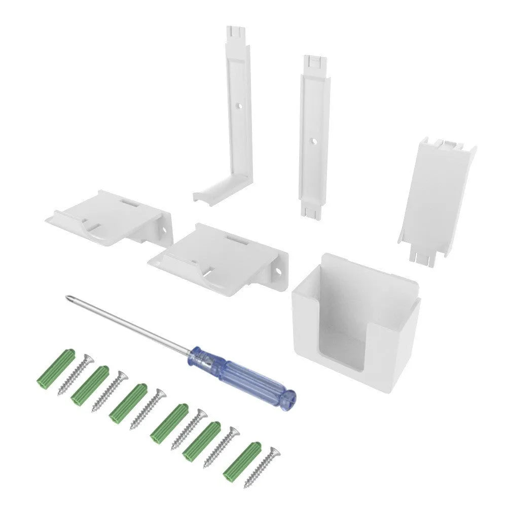 White ABS plastic wall hook holding a PlayStation controller and gaming headset.