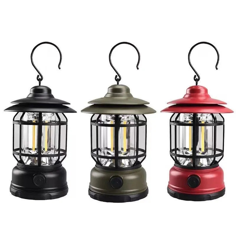 Portable head lamp camping lantern in dark green colour with bright LED light