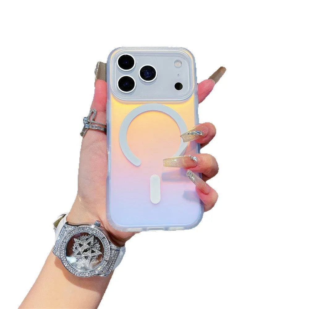 Laser gradient frosted magnetic phone case for iPhone 17 with TPU+PC construction