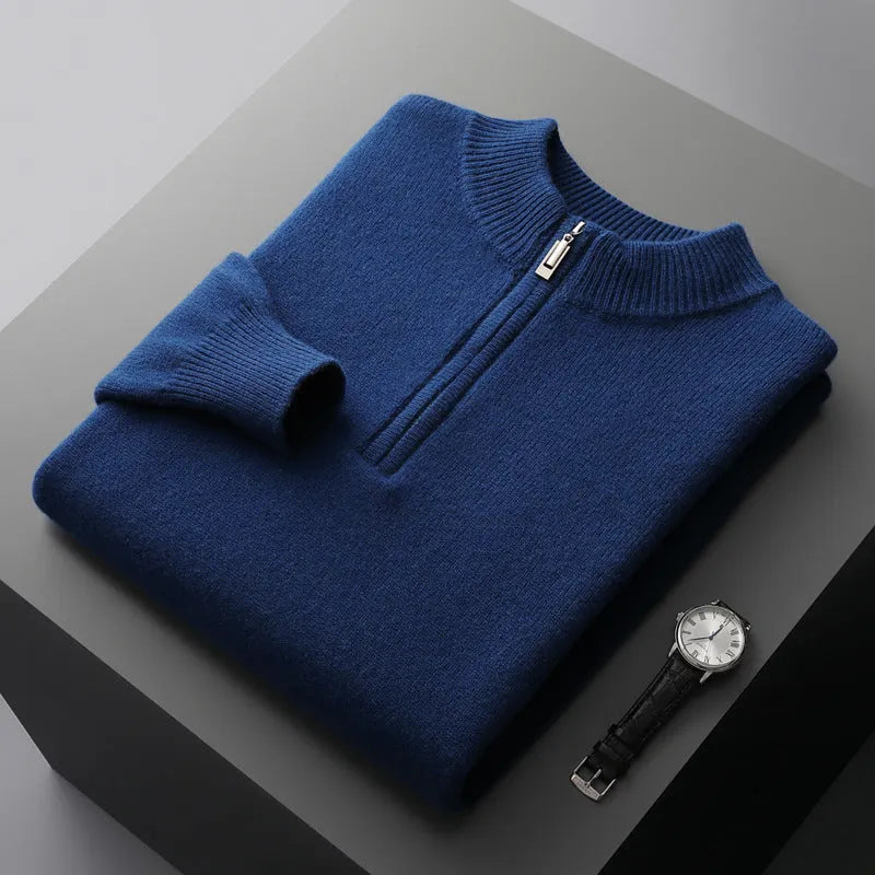 Men's camel coloured thickening pullover top for business casual wear, solid design