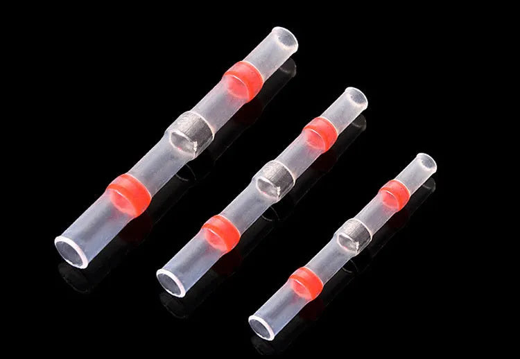20 red transparent heat shrinkable solder ring butt joints for 0.5-1.5mm² copper wire