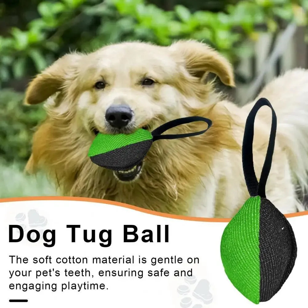 Linen tug toy with T-shaped pull tab, handcrafted in Europe from heavy-duty French linen, 14x11cm, available in blue