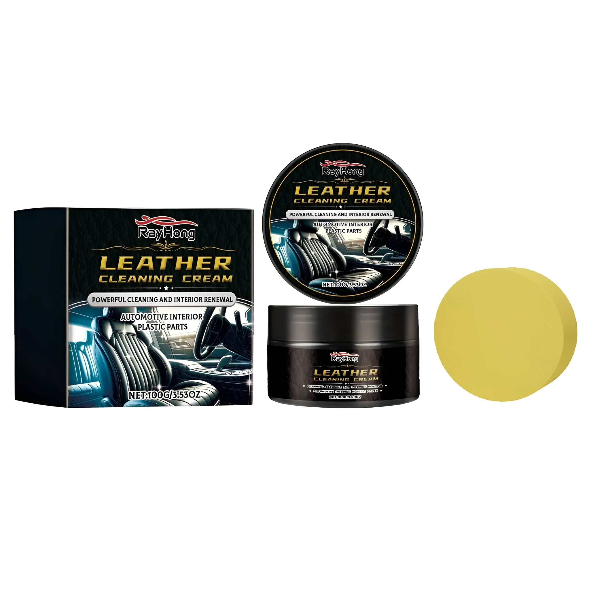 100g leather cleaning cream bottle with beeswax and sponge applicator for shoe and bag maintenance