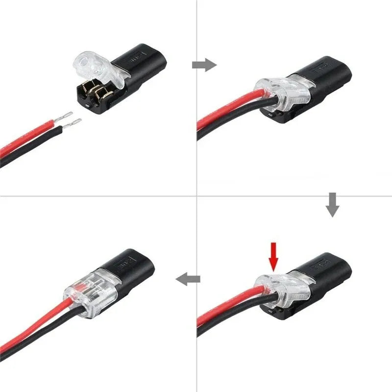 Black D2 plug-in welding-free power conductor connector for LED lighting with 0.35-0.75mm² wire gauge