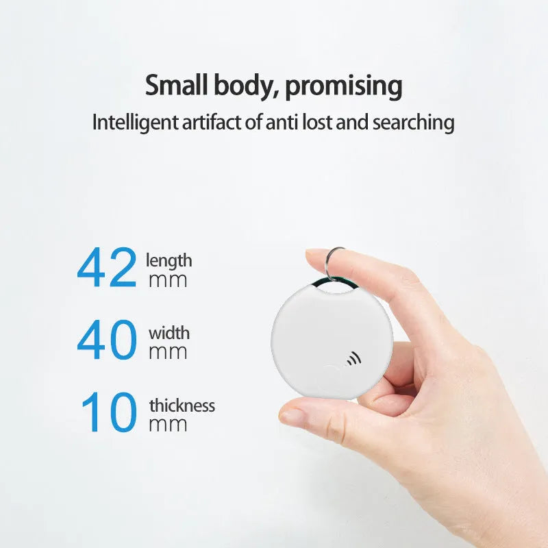 White plastic Bluetooth pet tracker with collar attachment, 40x40x10mm, for dogs and cats