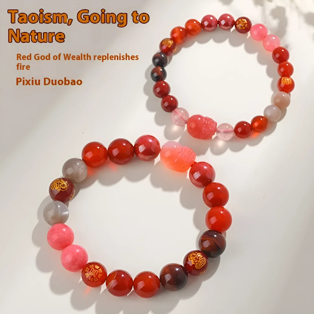 Handmade five elements natural crystal bracelet showing geometric beads in an elemental colour.