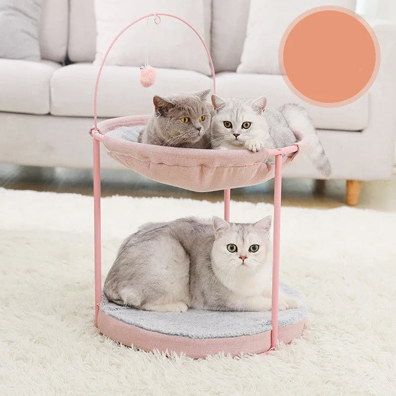 Pet hammock cat bed 45x45x40cm in beige winter model for indoor use