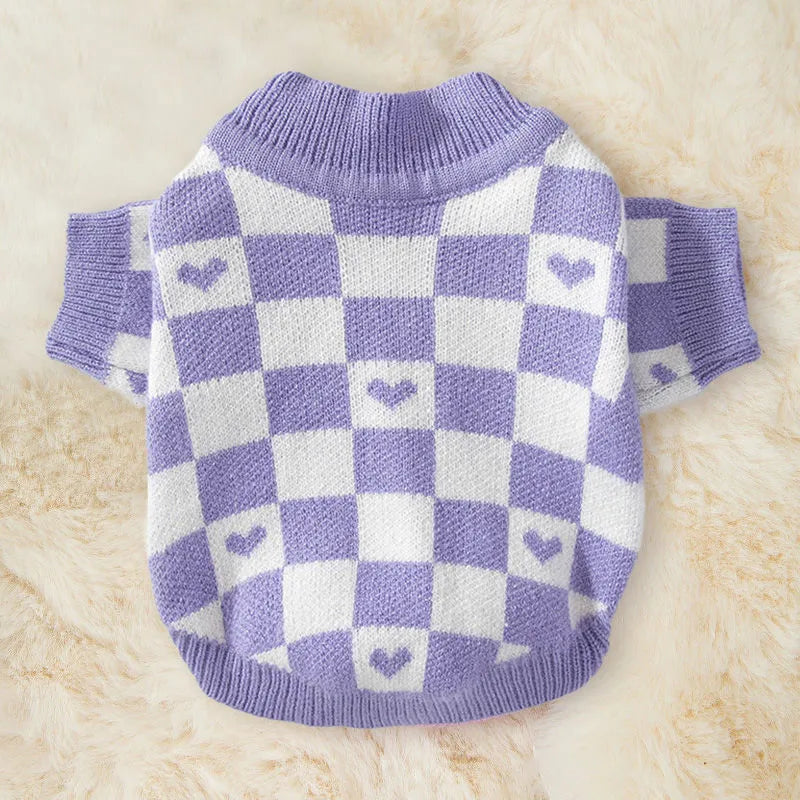 Small dog wearing blue polyester autumn clothing with weight-based sizing from XS to XL