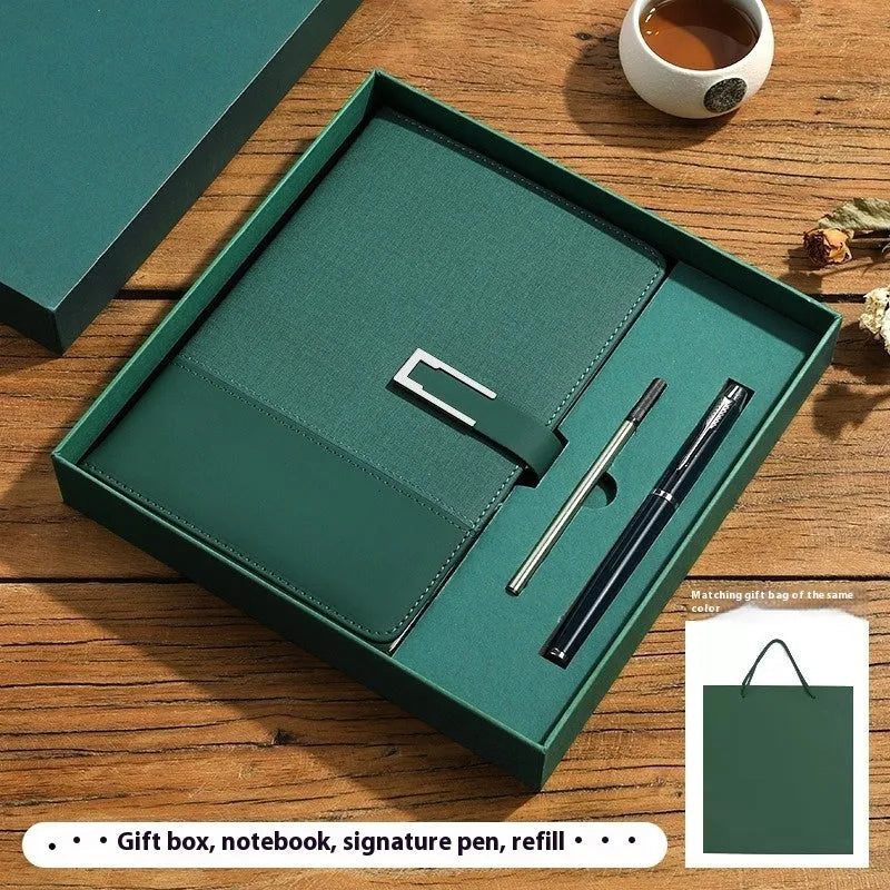 A5 notebook with pu leather cover in multiple colour options including brown, black, green, blue, and red.